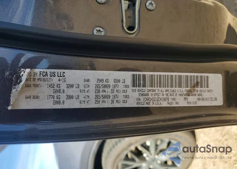 2016 Dodge Durango Limited z USA, uszkodzony, nr VIN 1C4RDHDG1GC419078